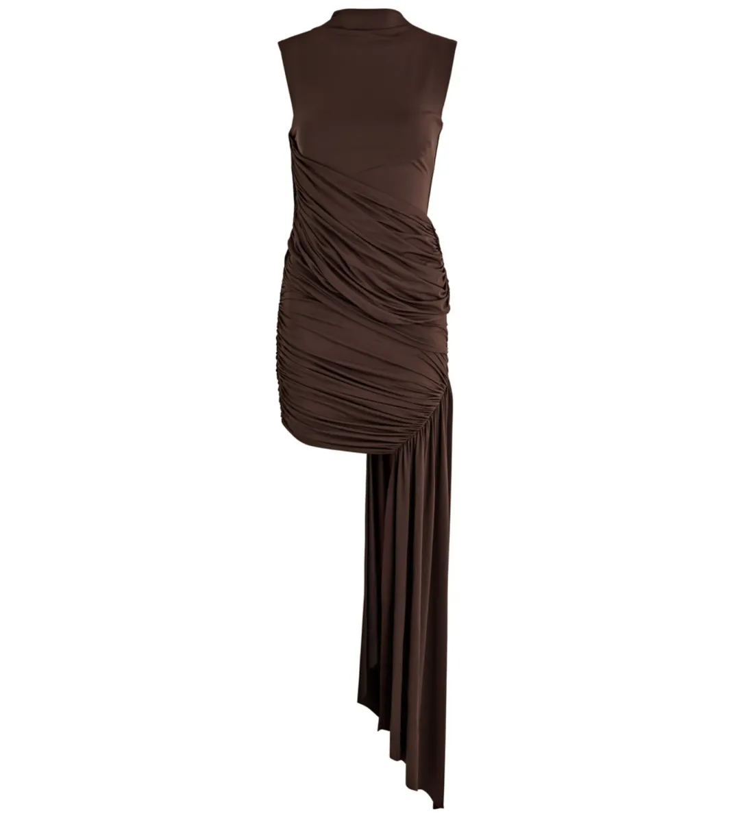 De La Vali Ravenna Mini Dress Chocolate Brown Jersey Size 8 for rent on The Volte - main image