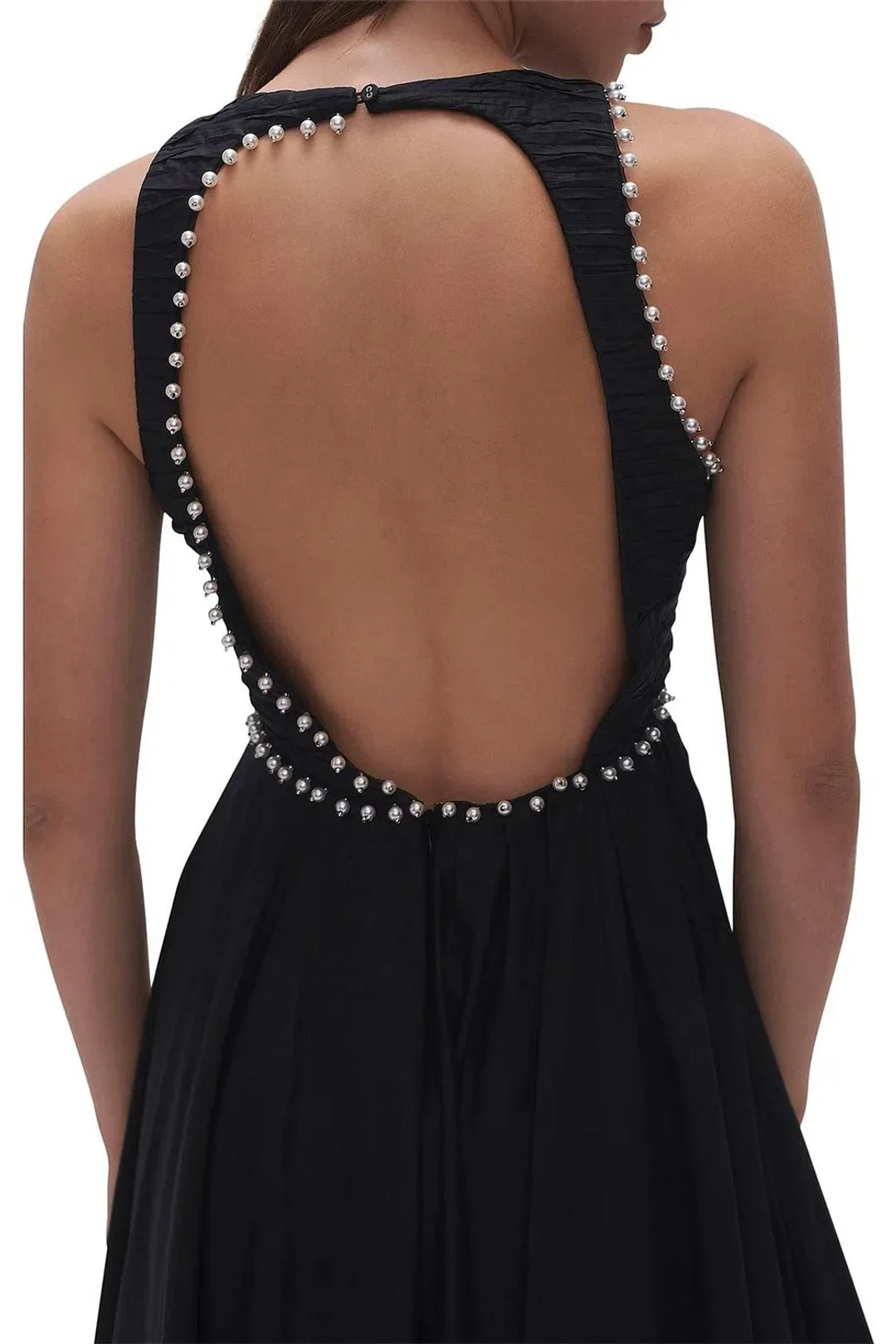 Aje Florence Pearl Trim Midi Dress Black Size AU 4 for rent on The Volte - main image
