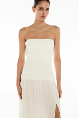 Manning Cartell Double Time Pleat Strapless Maxi White Size AU 6 for rent on The Volte - image 3