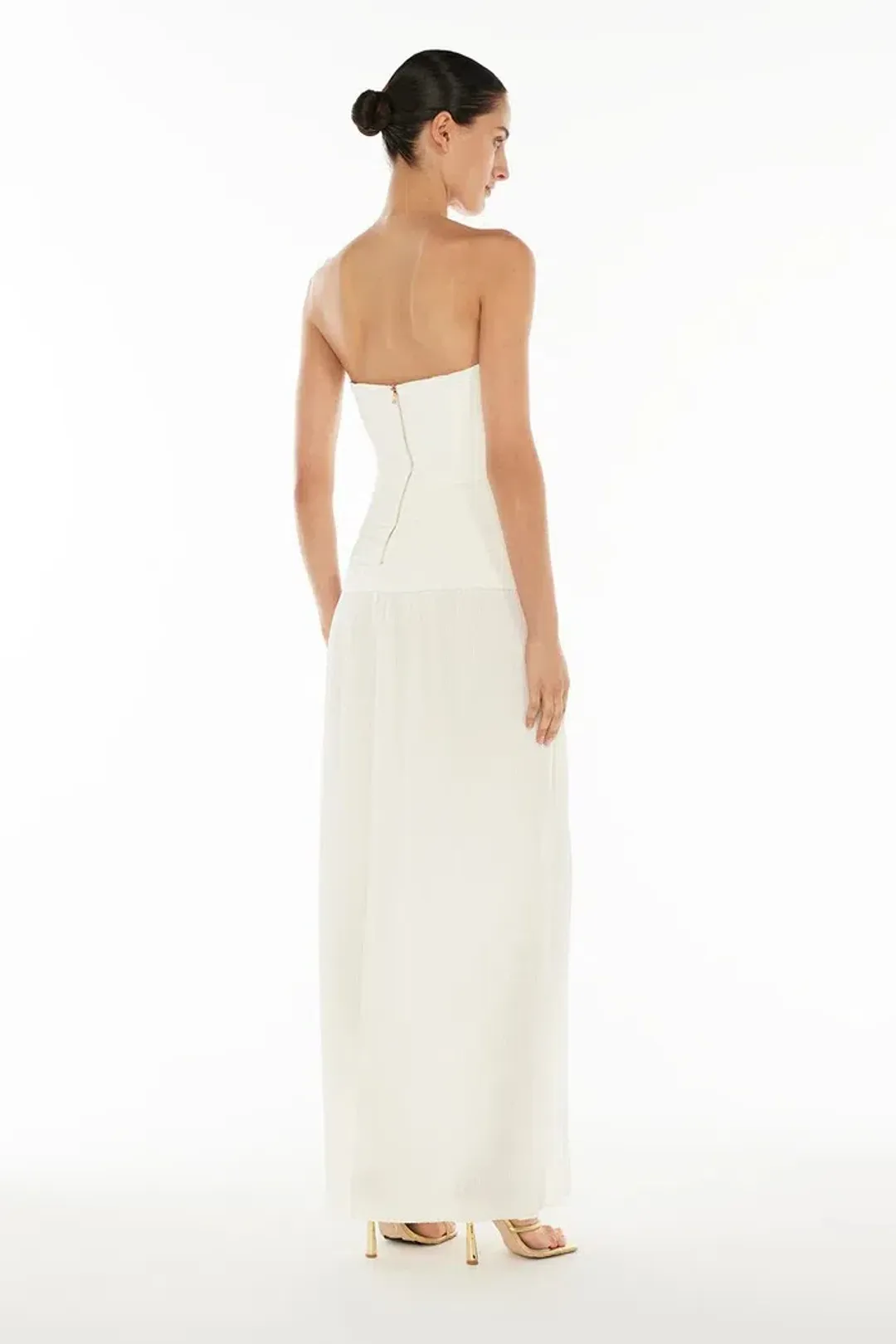 Manning Cartell Double Time Pleat Strapless Maxi White Size AU 6 for rent on The Volte - main image