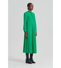 Scanlan Theodore Silk Drape Neck Midi Dress Emerald Size AU 6 for rent on The Volte - image 2