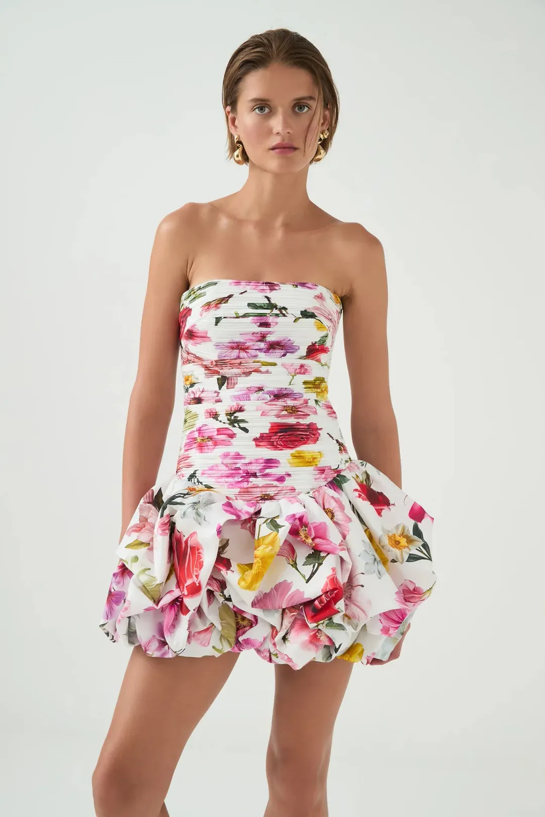 AJE Violette Bubble Hem Mini Dress Floral Size AU 8 for rent on The Volte - main image