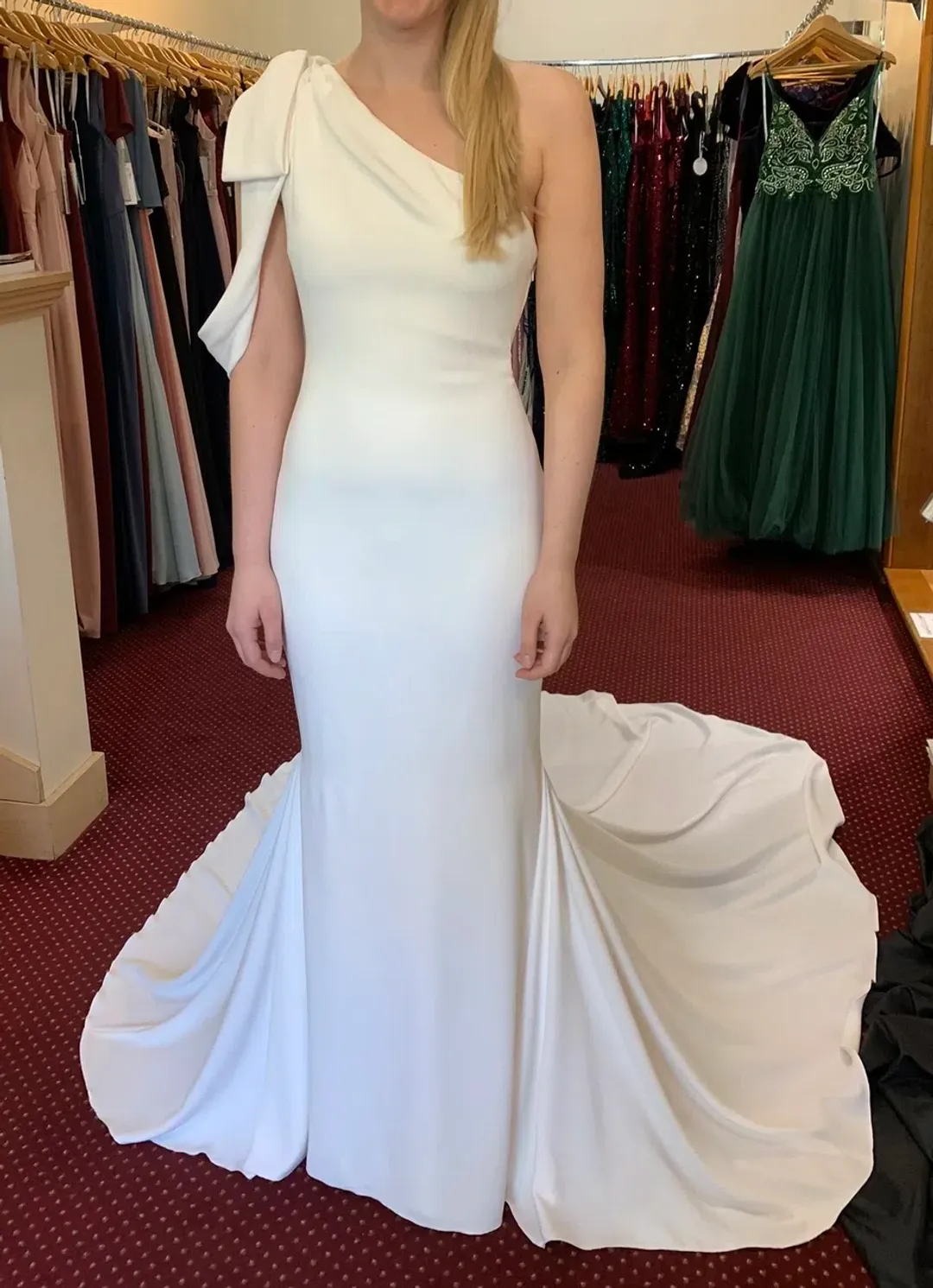 Enzoani One Shoulder Ivory Gown Size AU 10 for rent on The Volte - main image