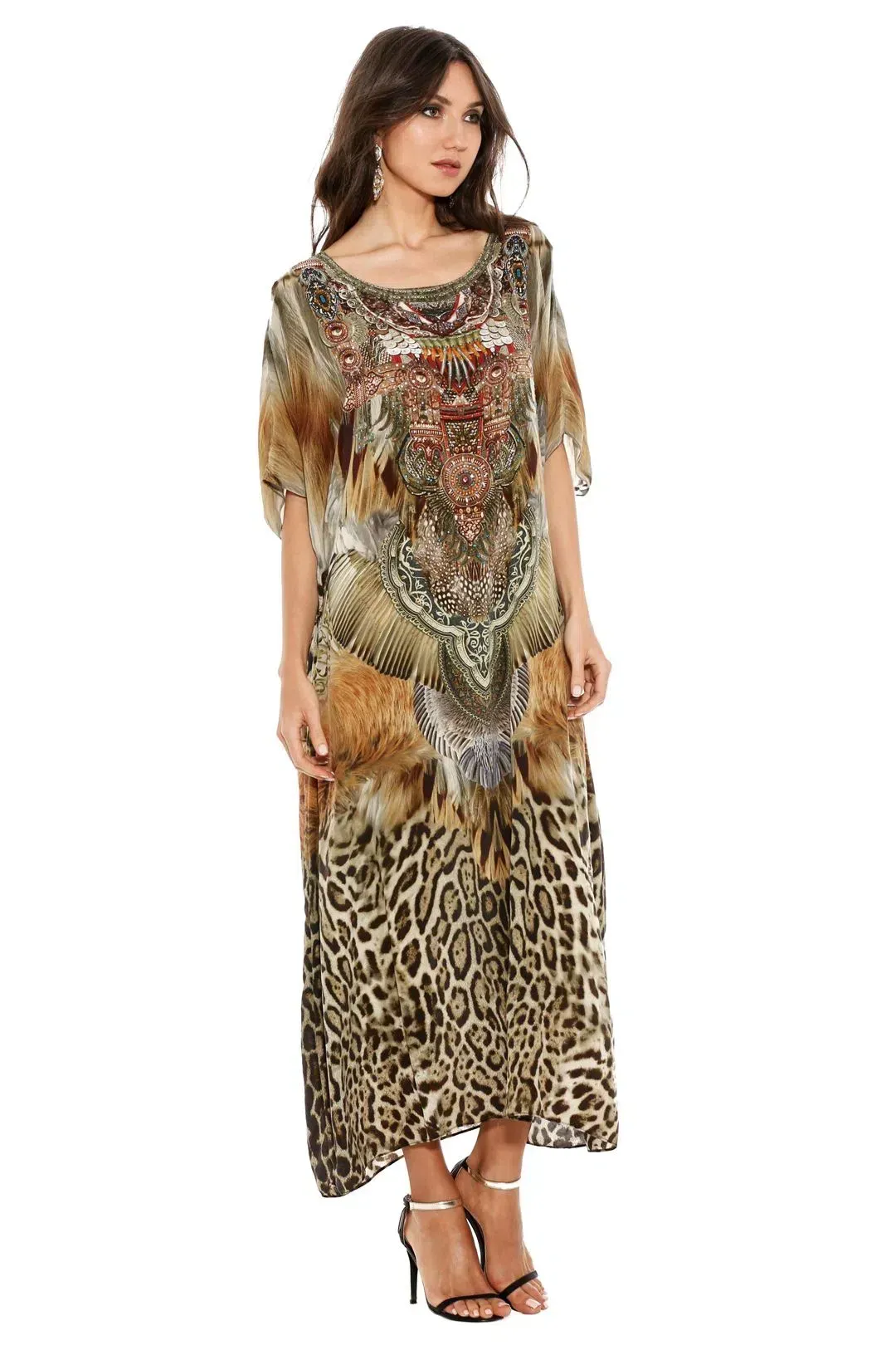 Camilla El Salvaje Round Neck Kaftan Maxi Multi One Size for rent on The Volte - main image