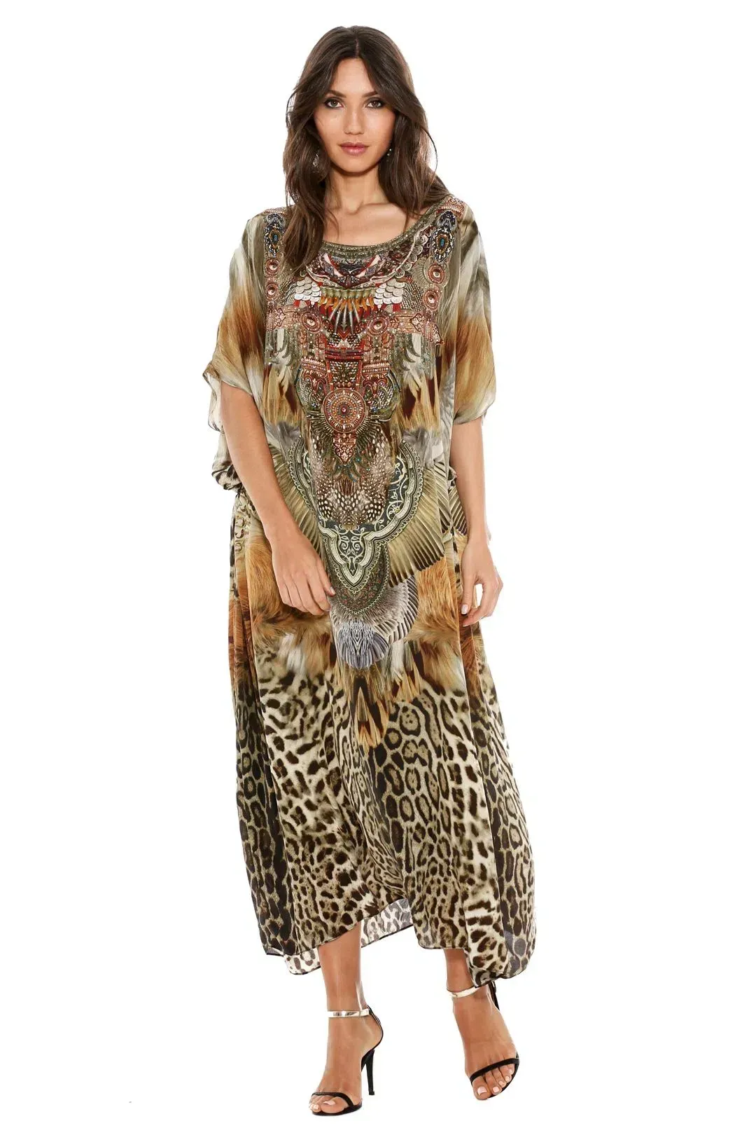 Camilla El Salvaje Round Neck Kaftan Maxi Multi One Size for rent on The Volte - main image