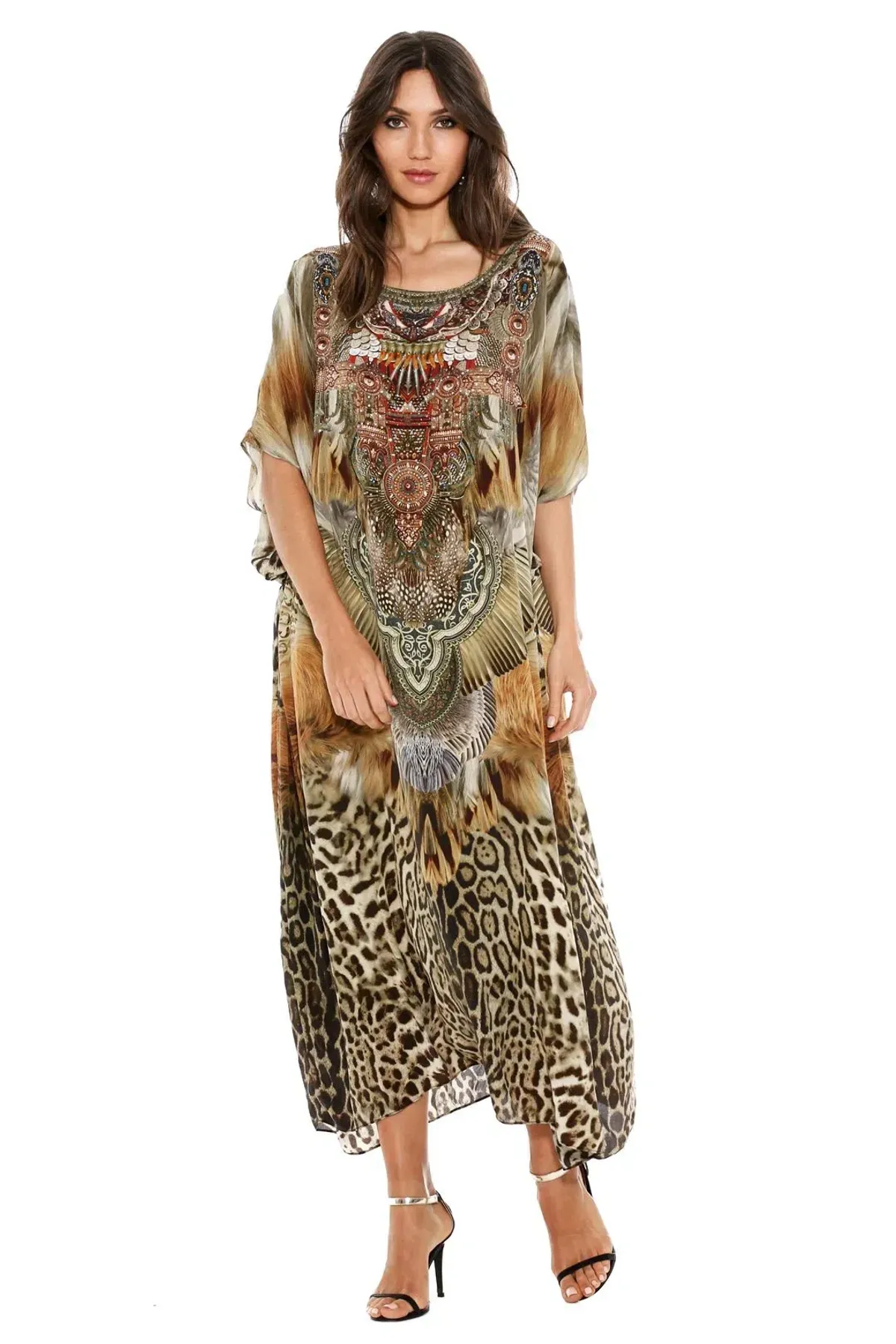 Camilla El Salvaje Round Neck Kaftan Maxi Multi One Size for rent on The Volte - main image