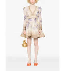 Zimmermann Dawning Plunge Mini Dress Multi Hydrangea Size 2/AU 12 for rent on The Volte - image 1