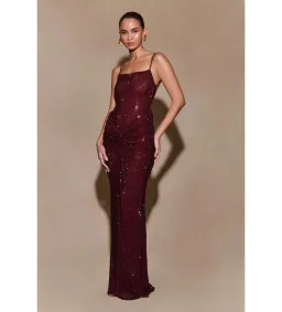Meshki Roisin Diamante Satin Maxi Dress Mahogany AU 4  for rent on The Volte - image 2
