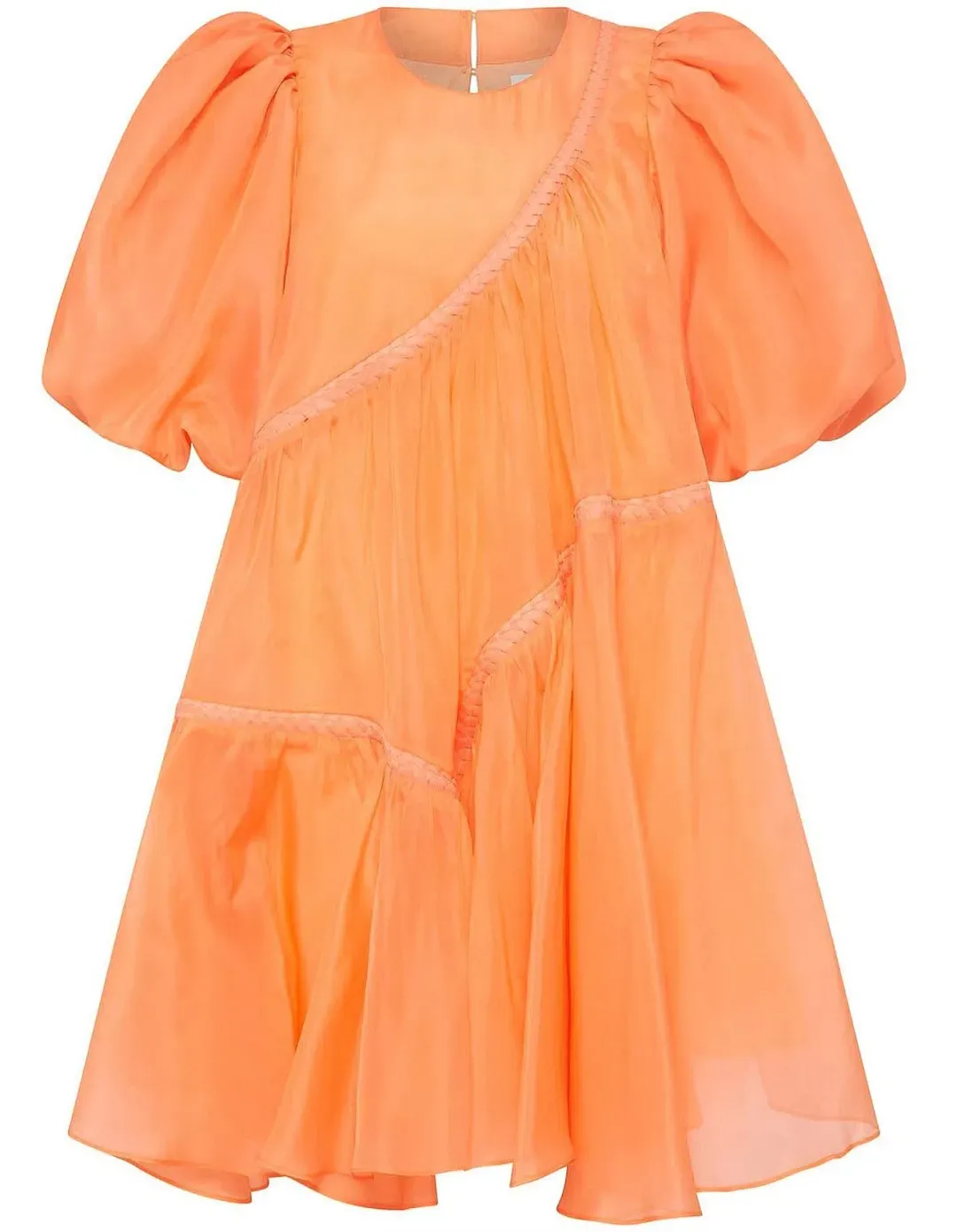 Aje Riviera Puff Sleeve Mini Dress Orange Size 6 for rent on The Volte - main image