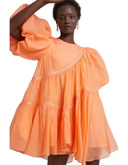 Aje Riviera Puff Sleeve Mini Dress Orange Size 6 for rent on The Volte - image 1