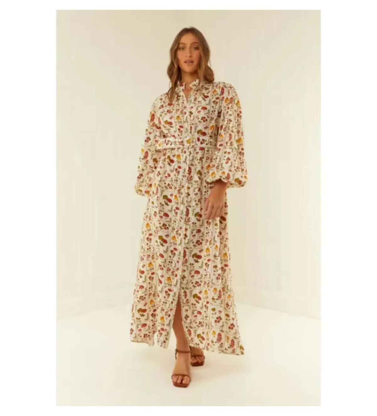 Palm Noosa Noddy Tomato Tiles Maxi Dress Print Size 8 for rent on The Volte - main image