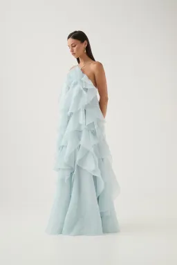 Aje Pandorea Layered Maxi Dress Silver Blue Size AU 6 for rent on The Volte - image 2