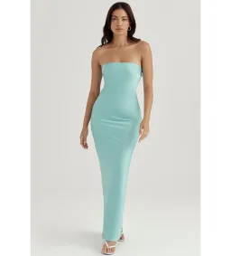 House of CB Alette Satin Strapless Maxi Dress Jade Size L/AU 12 for rent on The Volte - image 2