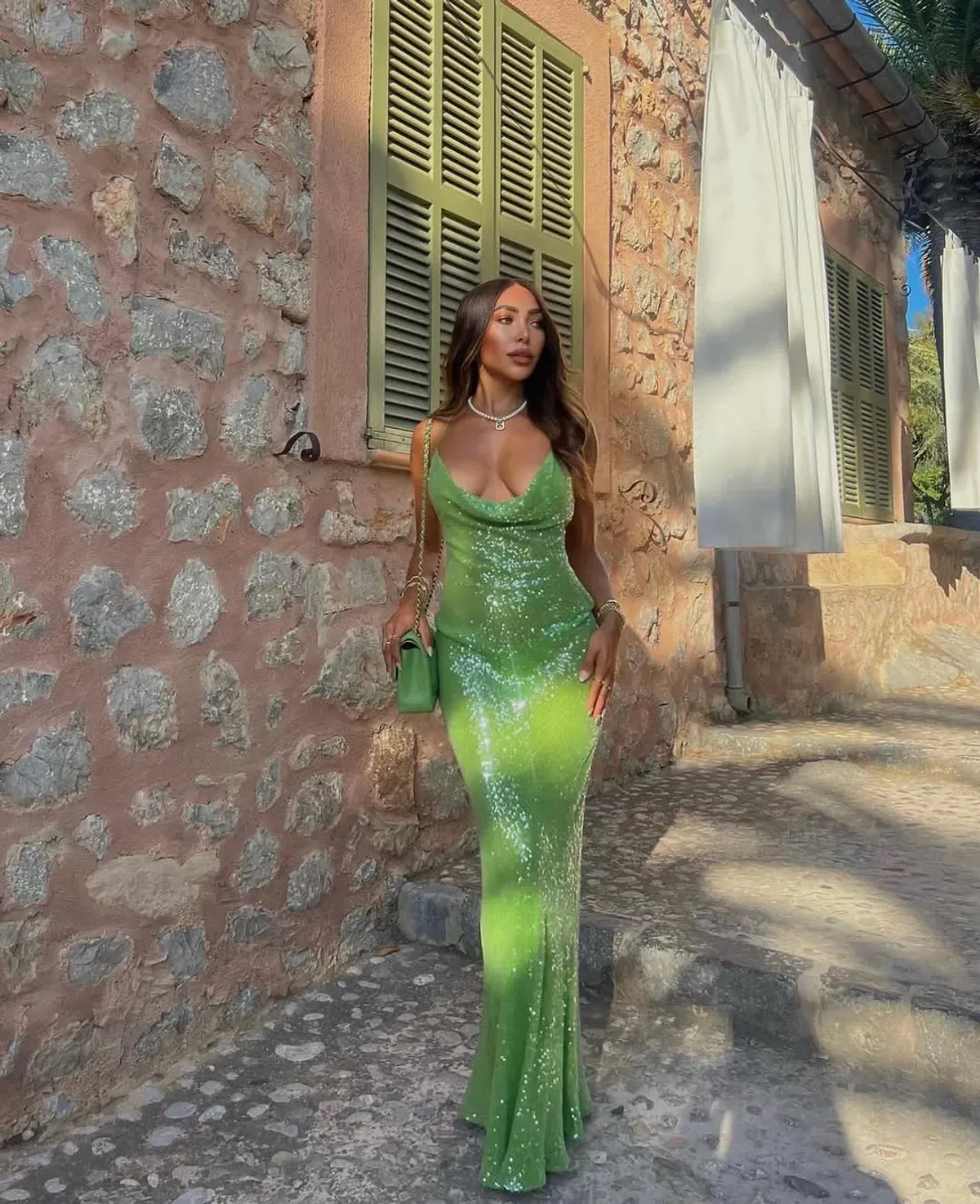 Rat & Boa Gaia Dress Green Sequin Size Small for rent on The Volte - main image