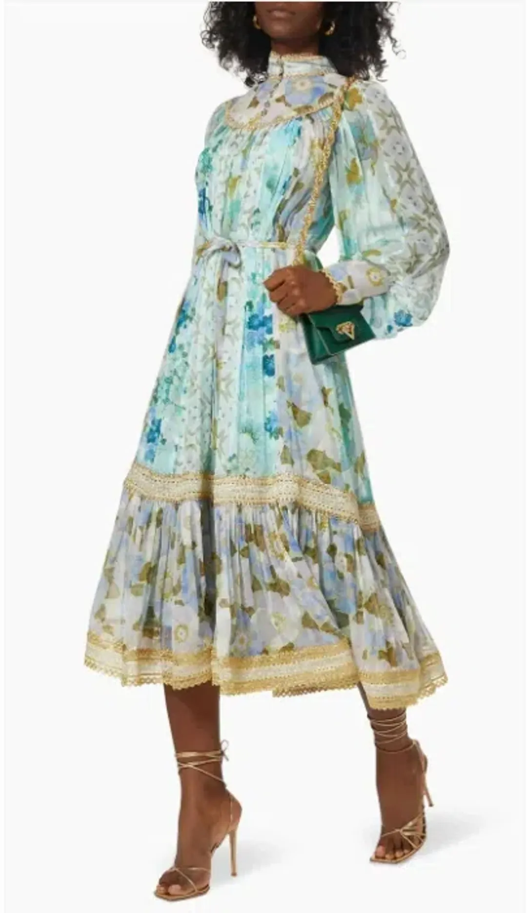 Zimmermann Rhythym Trimmed Billlow Midi Dress Size: 0 for rent on The Volte - main image