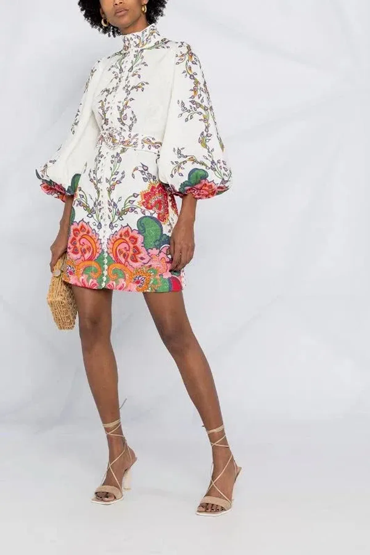 Zimmermann The Lovestruck Buttoned Tunic Mini Dress Multi Size 0/AU 8 for rent on The Volte - main image