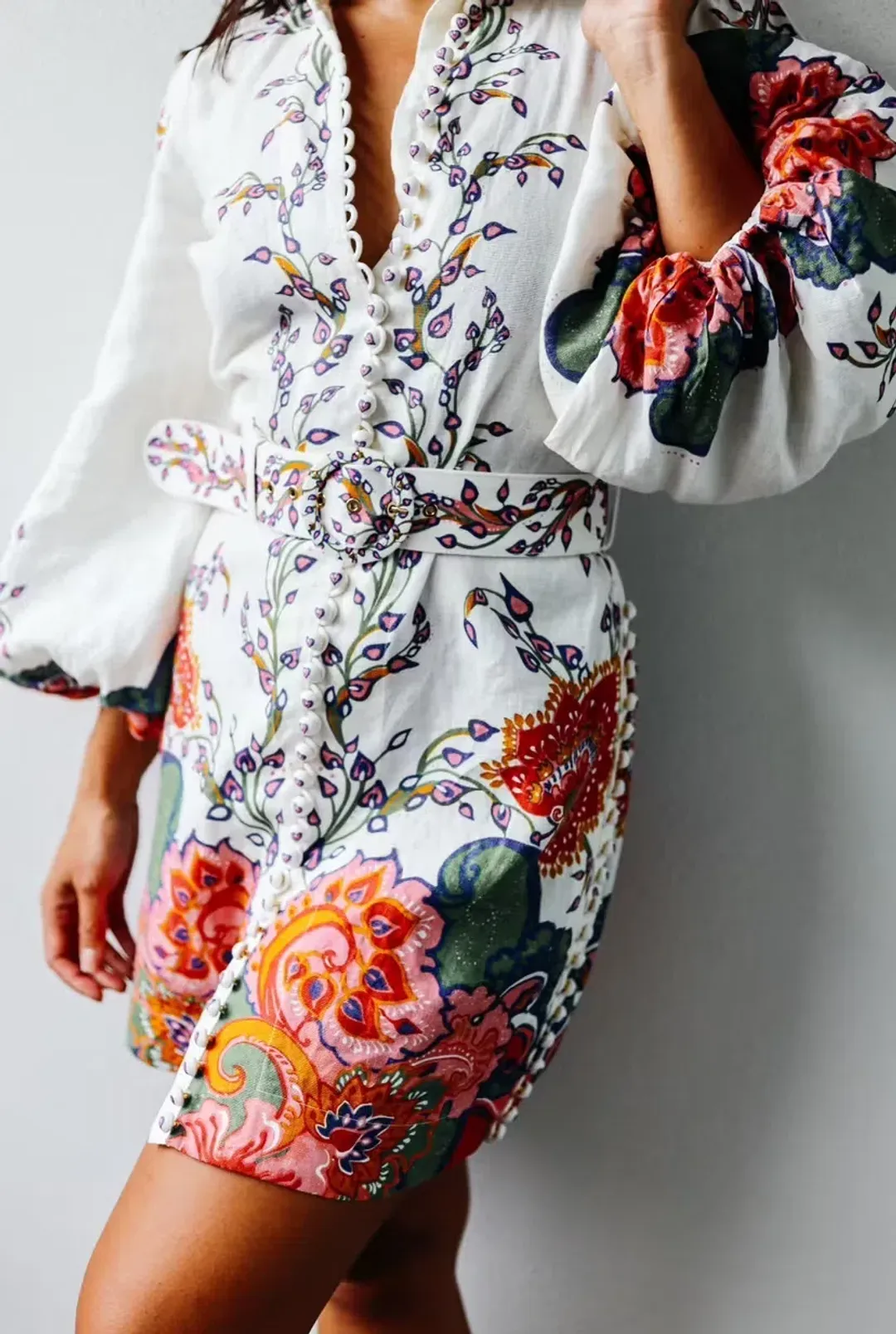 Zimmermann The Lovestruck Buttoned Tunic Mini Dress Multi Size 0/AU 8 for rent on The Volte - main image