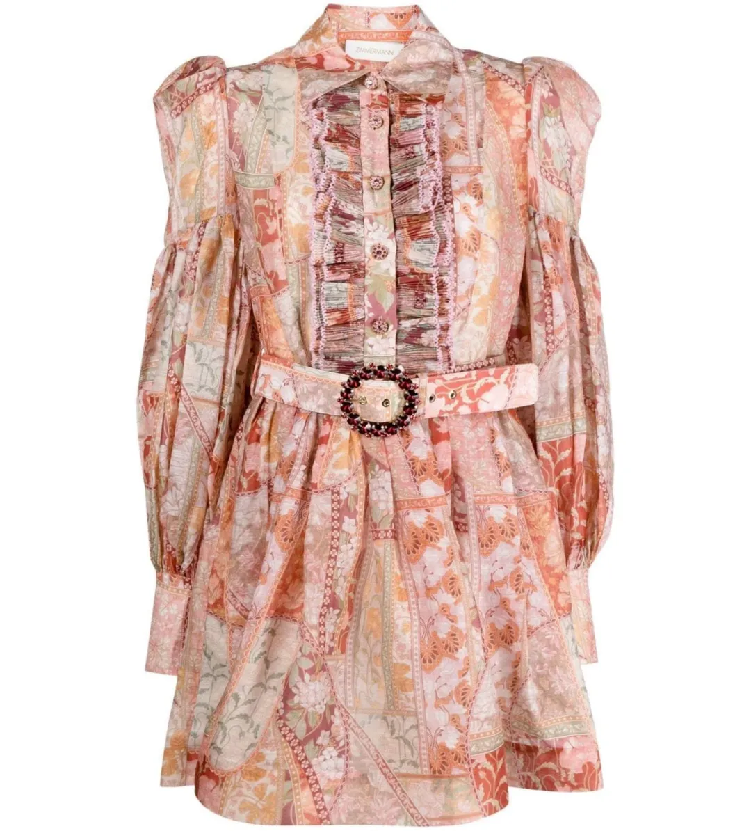 Zimmermann Kaleidoscope Tuxedo Frill Mini Dress Size 0 / AU 8 for rent on The Volte - main image