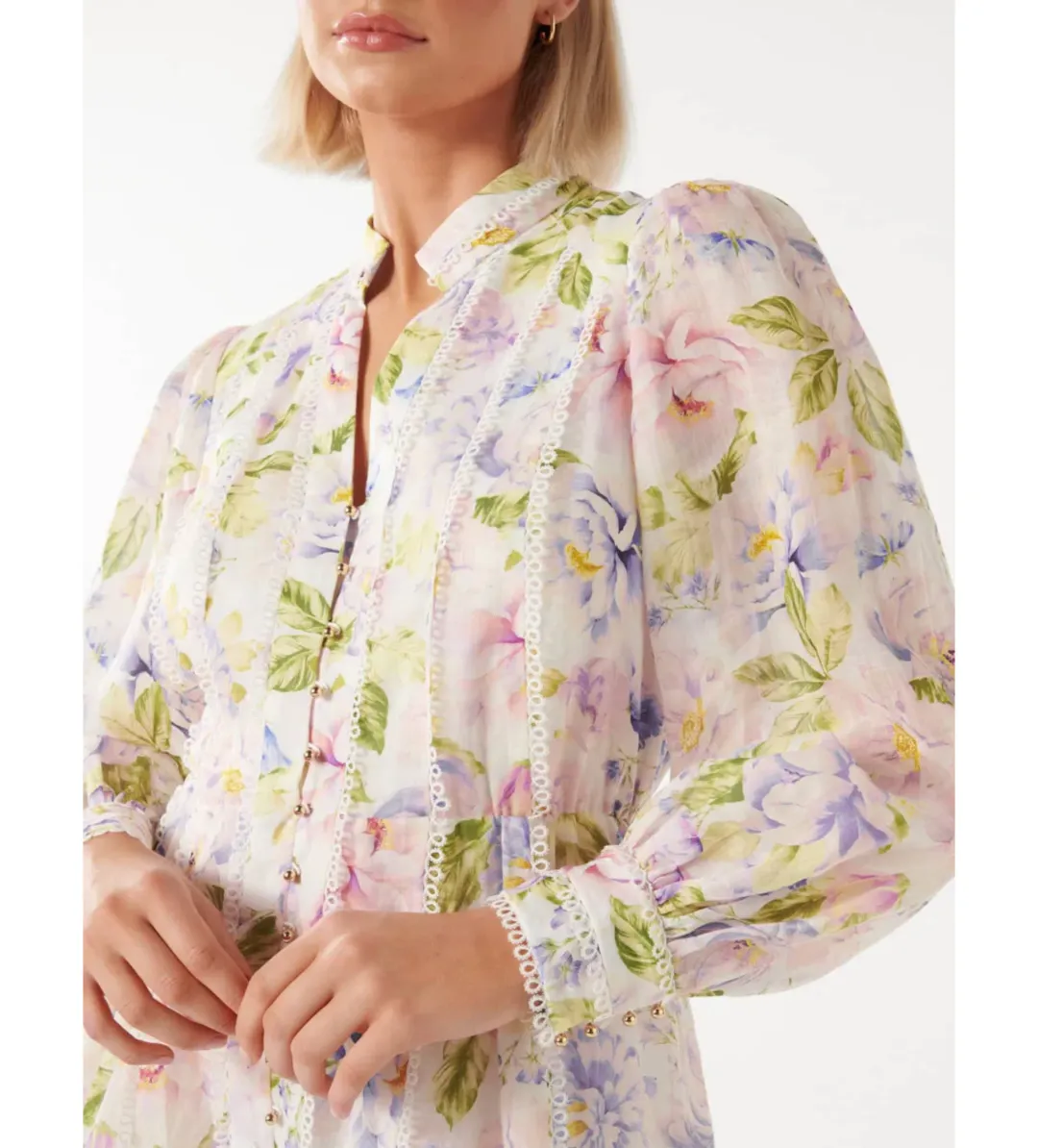 Forever New Vanessa Trim Skater Dress Light Floral Print Size 6 for rent on The Volte - main image