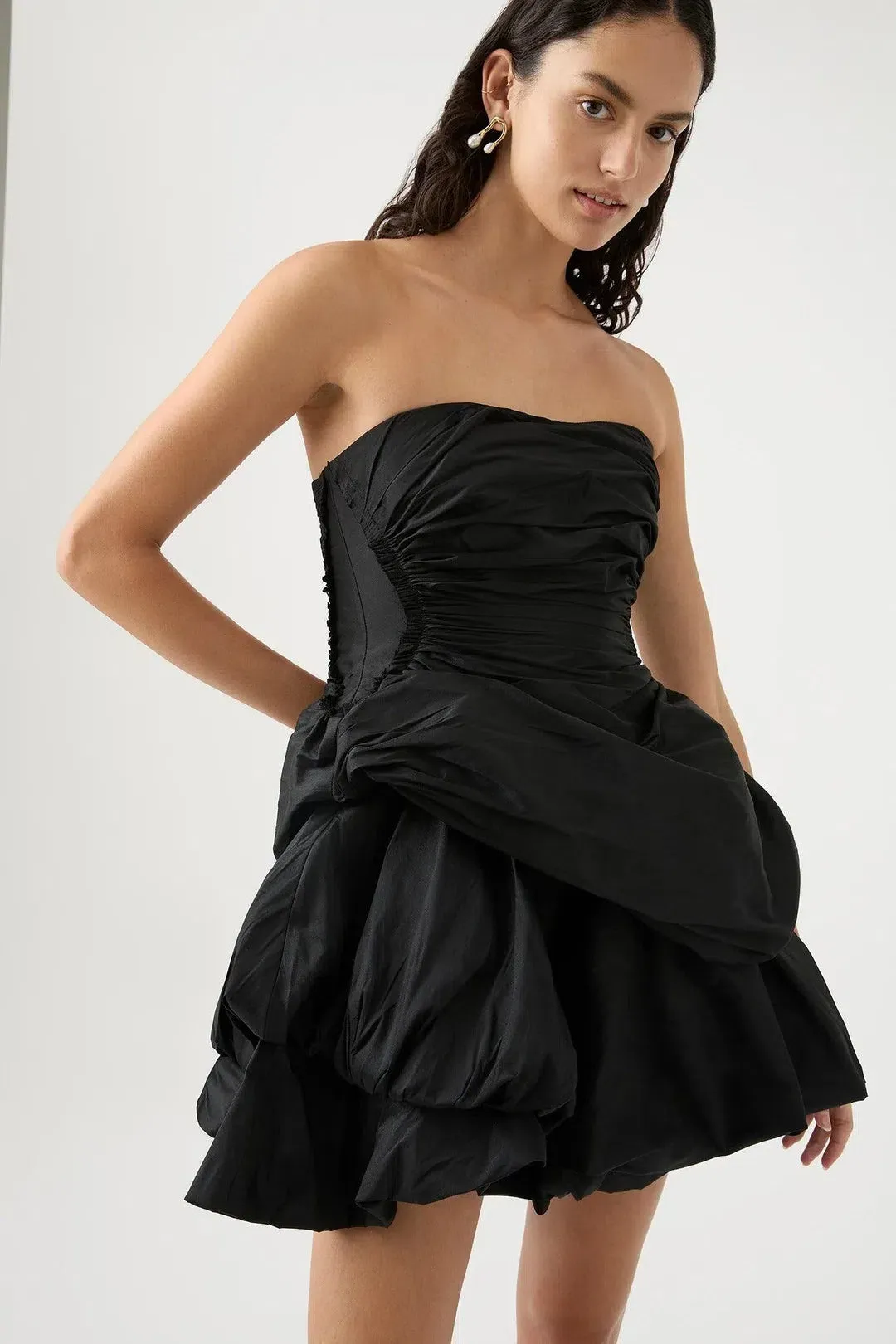 Aje Daybreak Strapless Mini Dress Black Size 10 for rent on The Volte - main image