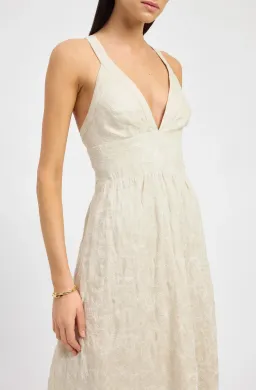 Kookai Palm Tallulah Vee Midi Dress Beige Size 6 for rent on The Volte - image 2
