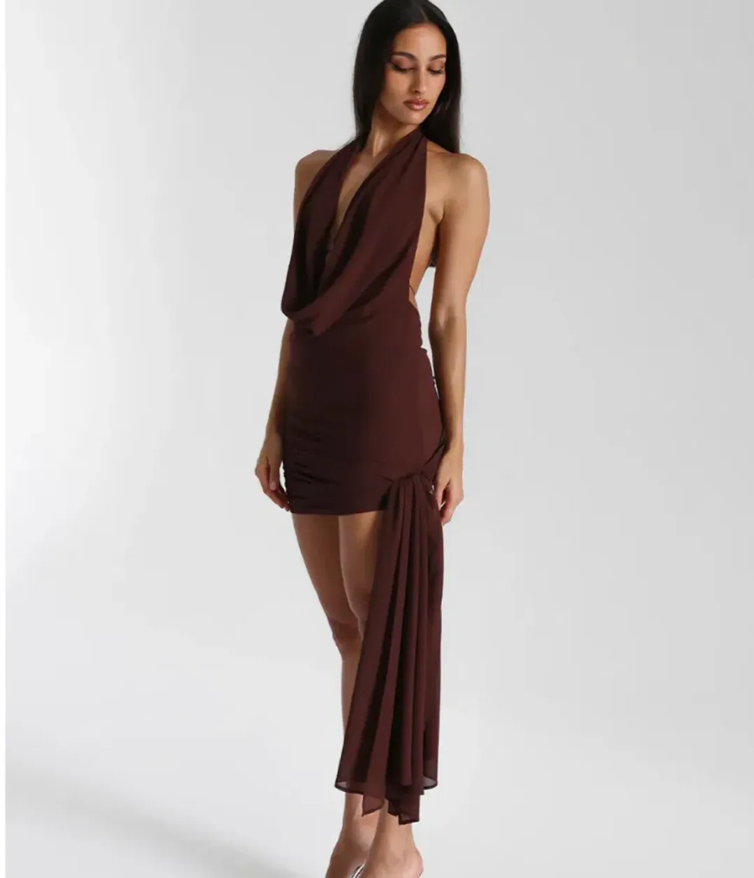Natalie Rolt Anastasia Mini Dress in Brown Size 8 for rent on The Volte - main image