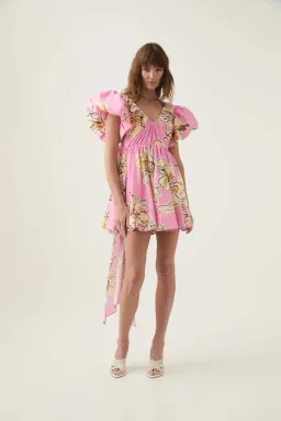 Aje Gretta Bow Back Mini Pink Hibiscus Size AU 8 for rent on The Volte - image 1