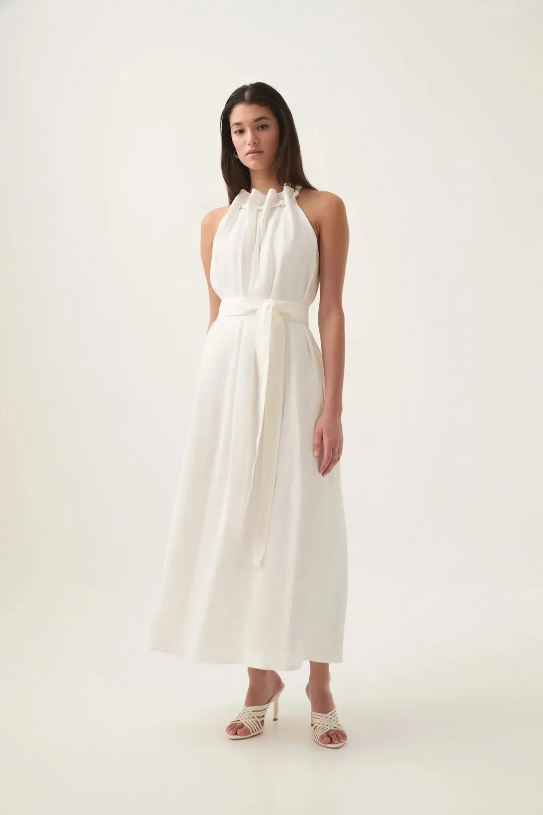 AJE Mariel Trapeze Midi Dress White Size AU 10 for rent on The Volte - main image