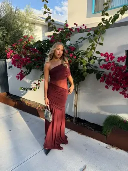 MESHKI Dallas One Shoulder Burgundy Size 8 for rent on The Volte - image 5