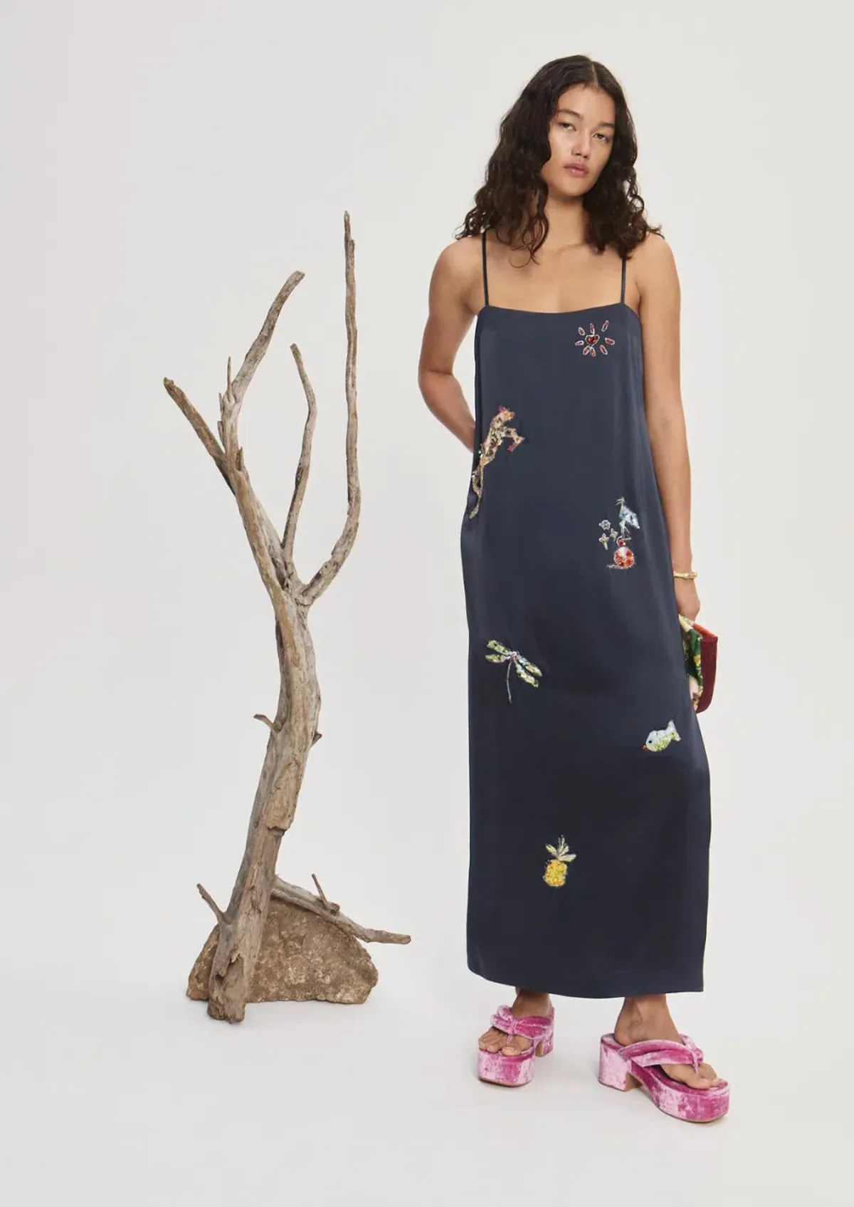 Alemais Fontaine Slip Midi Dress Navy Size AU 8 for rent on The Volte - main image