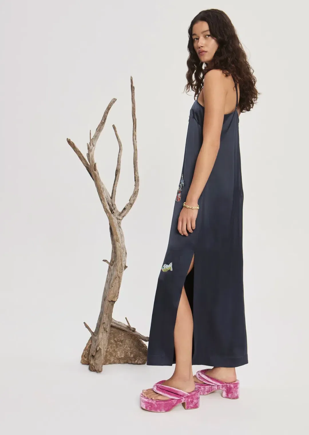 Alemais Fontaine Slip Midi Dress Navy Size AU 8 for rent on The Volte - main image