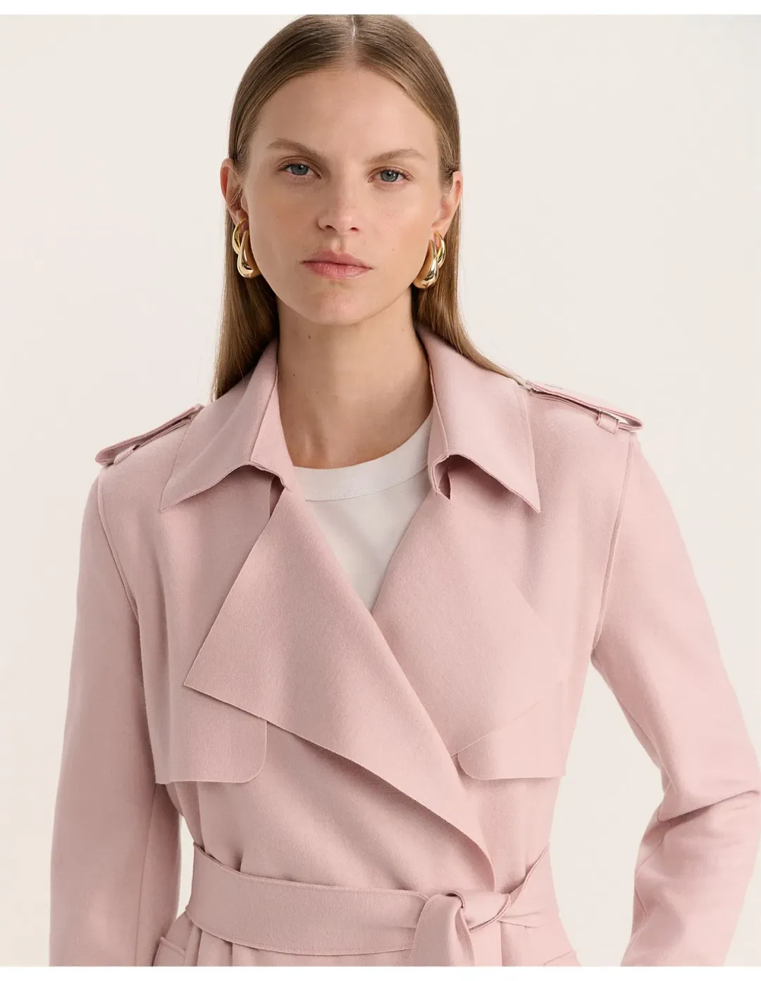 Saba Karla Longline Trench Coat Pink Salt Size AU 6 for rent on The Volte - main image