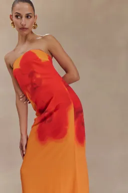 Meshki Amaya Strapless Maxi Dress Koi Orchid Print Size S/AU 8 for rent on The Volte - image 2