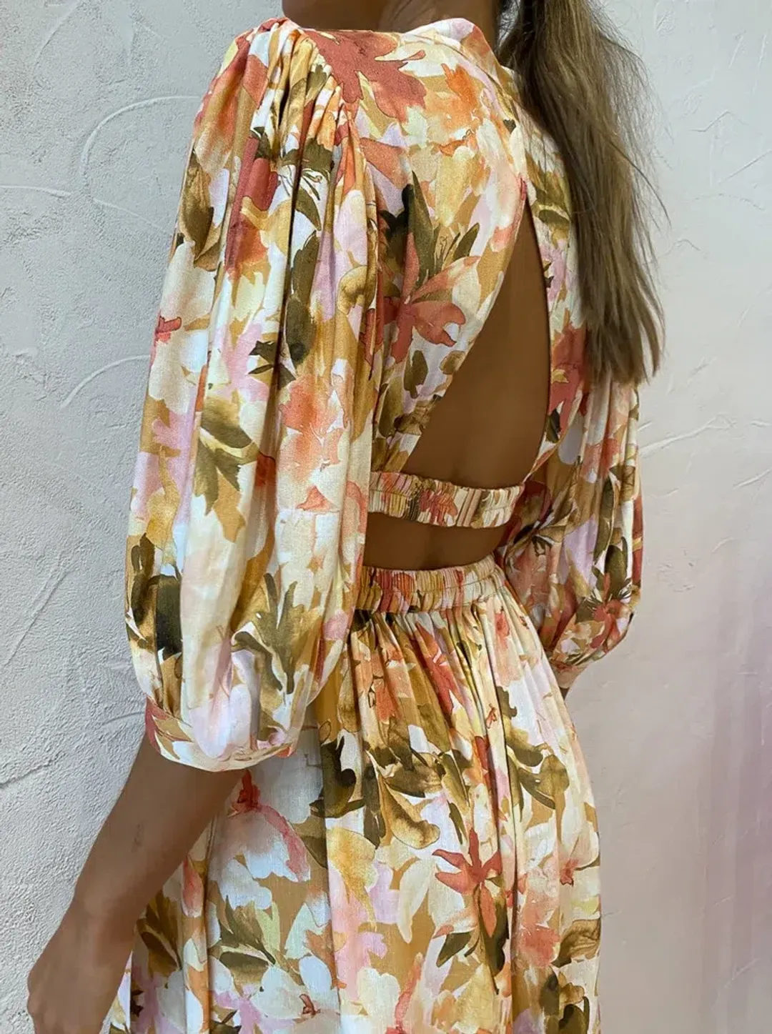Significant Other Svana Linen Blend Midi Dress Watercolour Floral Size 10 for rent on The Volte - main image