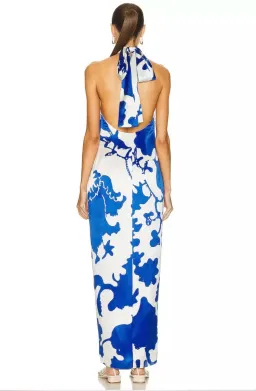 SIR Esme Halter Dress Blue Print Size AU 8 for rent on The Volte - image 2