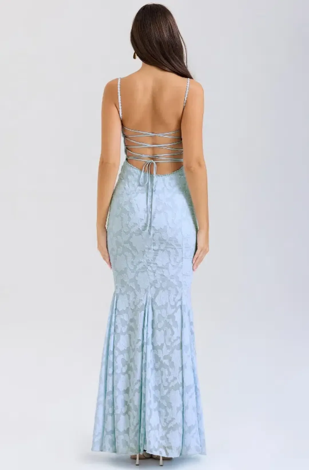 House of CB Bluebell Lace Up Back Maxi Dress Blue AU 8 for rent on The Volte - main image