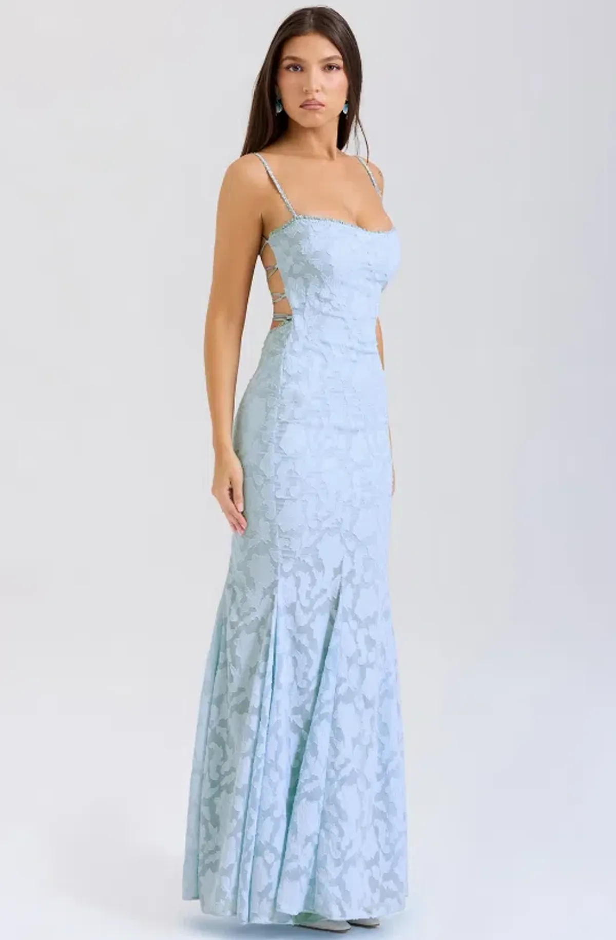 House of CB Bluebell Lace Up Back Maxi Dress Blue AU 8 for rent on The Volte - main image