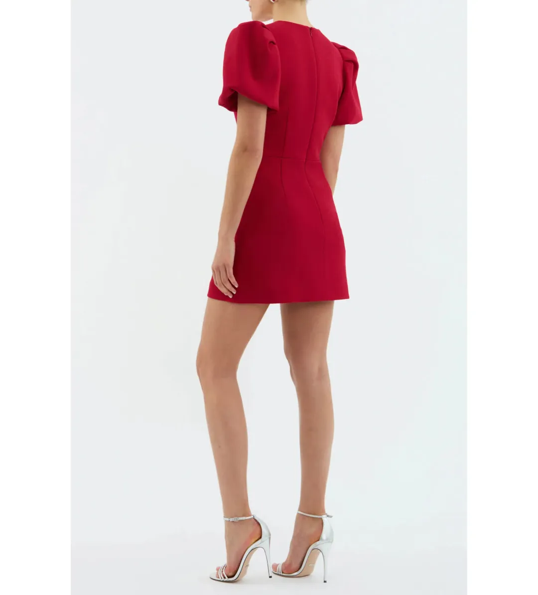 Rebecca Vallance Akari Puff Sleeve Mini Dress Red Size AU 8 for rent on The Volte - main image