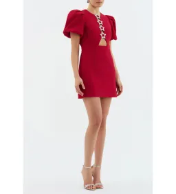 Rebecca Vallance Akari Puff Sleeve Mini Dress Red Size AU 8 for rent on The Volte - image 3