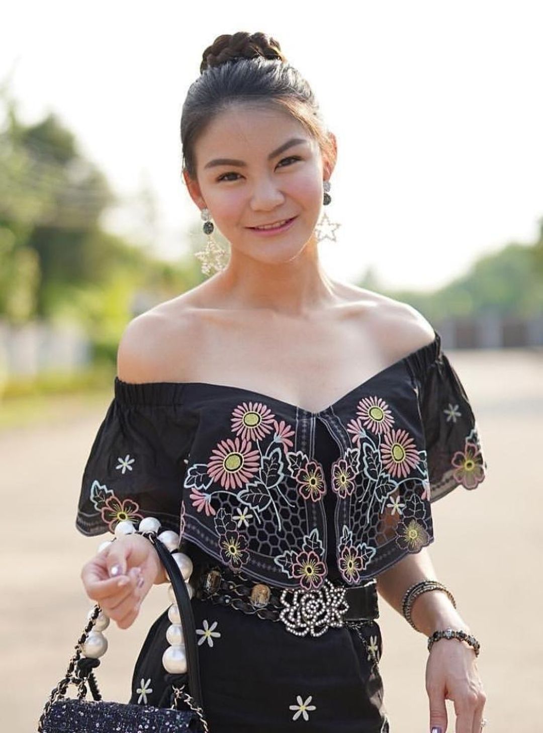 Alice McCALL Honeycomb Daisy Black Embroidered Maxi Dress Size 10 for rent on The Volte - main image