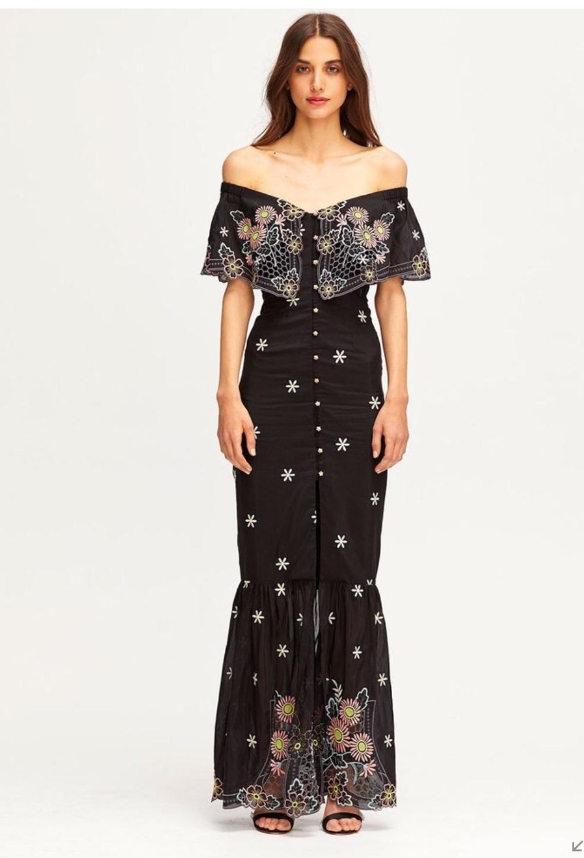 Alice McCALL Honeycomb Daisy Black Embroidered Maxi Dress Size 10 for rent on The Volte - main image