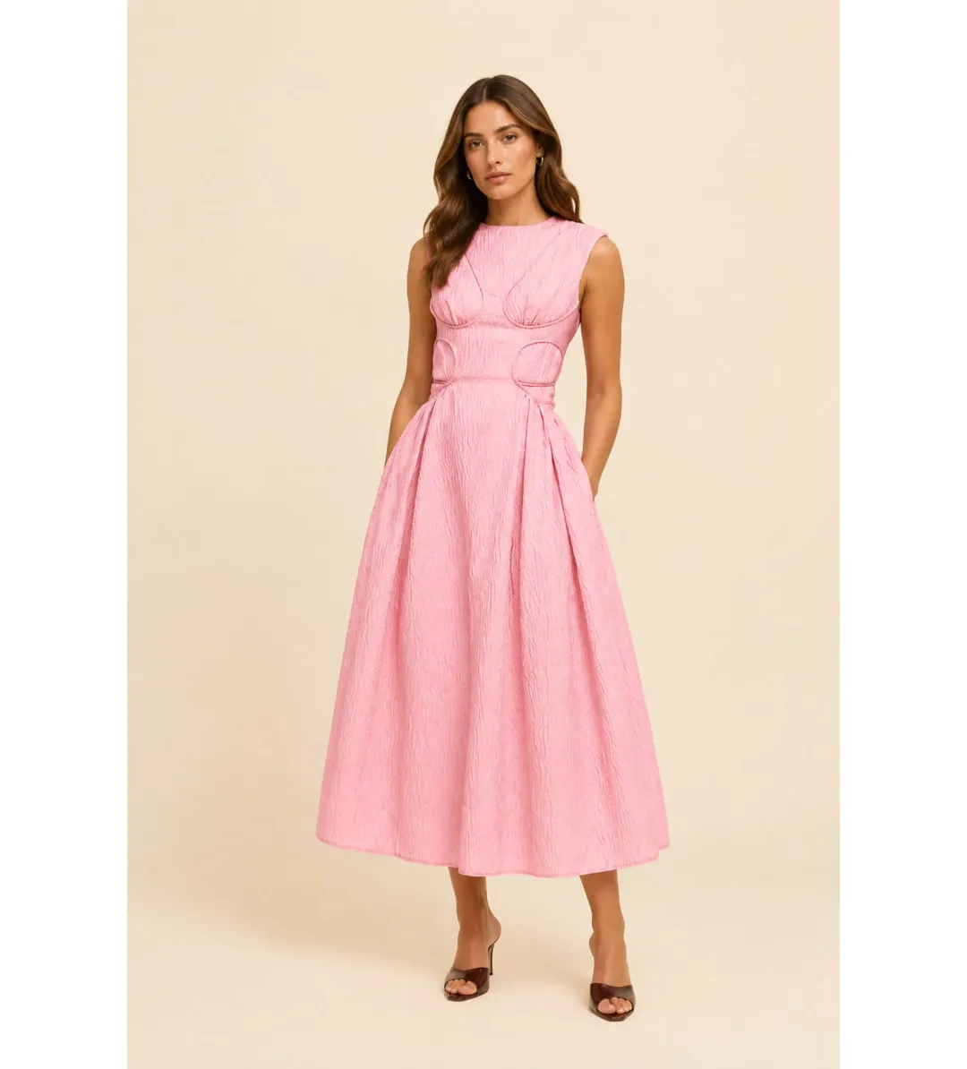 Rachel Gilbert Celia Midi Dress in Pink Size 2/AU10 for rent on The Volte - main image