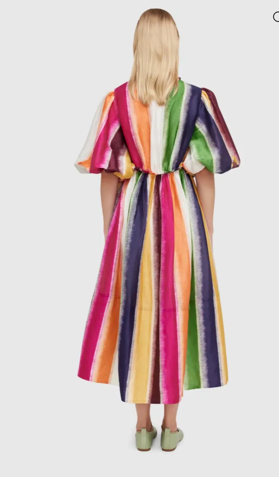 Leo Lin Fortune Stripe Silk Linen Midi Dress Size AU 12 for rent on The Volte - main image