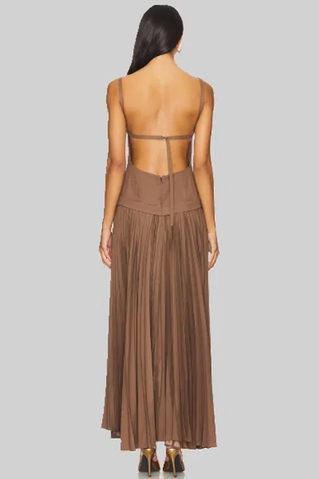 Acler Leasgill Midi Dress Brown Size 10 for rent on The Volte - main image