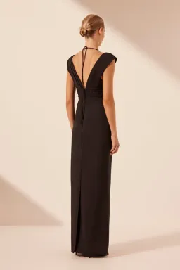Shona Joy Lani Cross Front Ruched Maxi Dress Black Size 10 for rent on The Volte - image 3