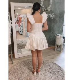 Aje Simone Frill Sleeve Mini Dress in White Size AU 10 for rent on The Volte - image 3