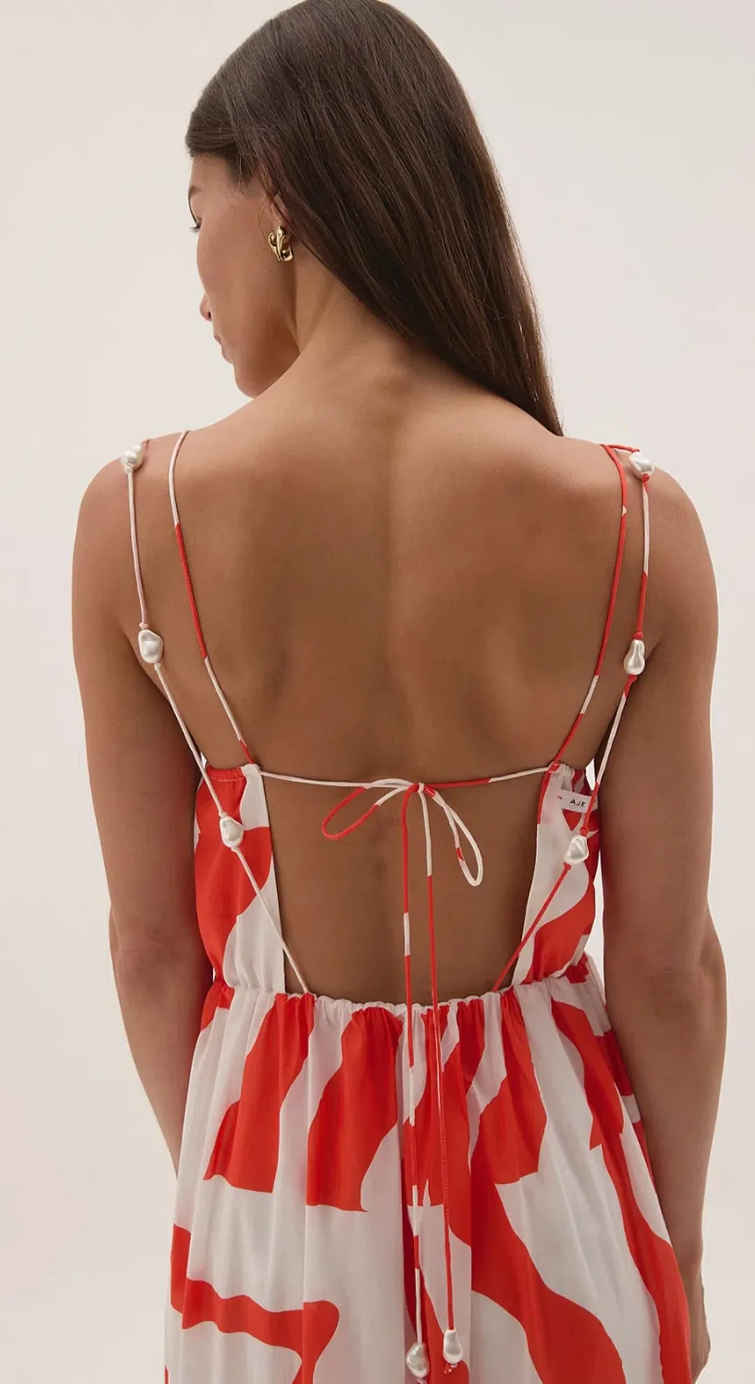 Aje Studios Marley Tiered Maxi Dress Coral Zebra Size AU 14 for rent on The Volte - main image