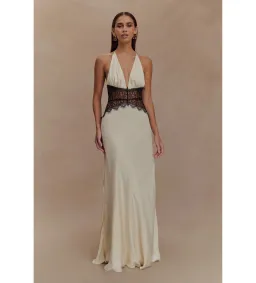 Meshki Dinah Lace and Satin Maxi Dress in Black/Ivory Size S/AU 8 for rent on The Volte - image 1