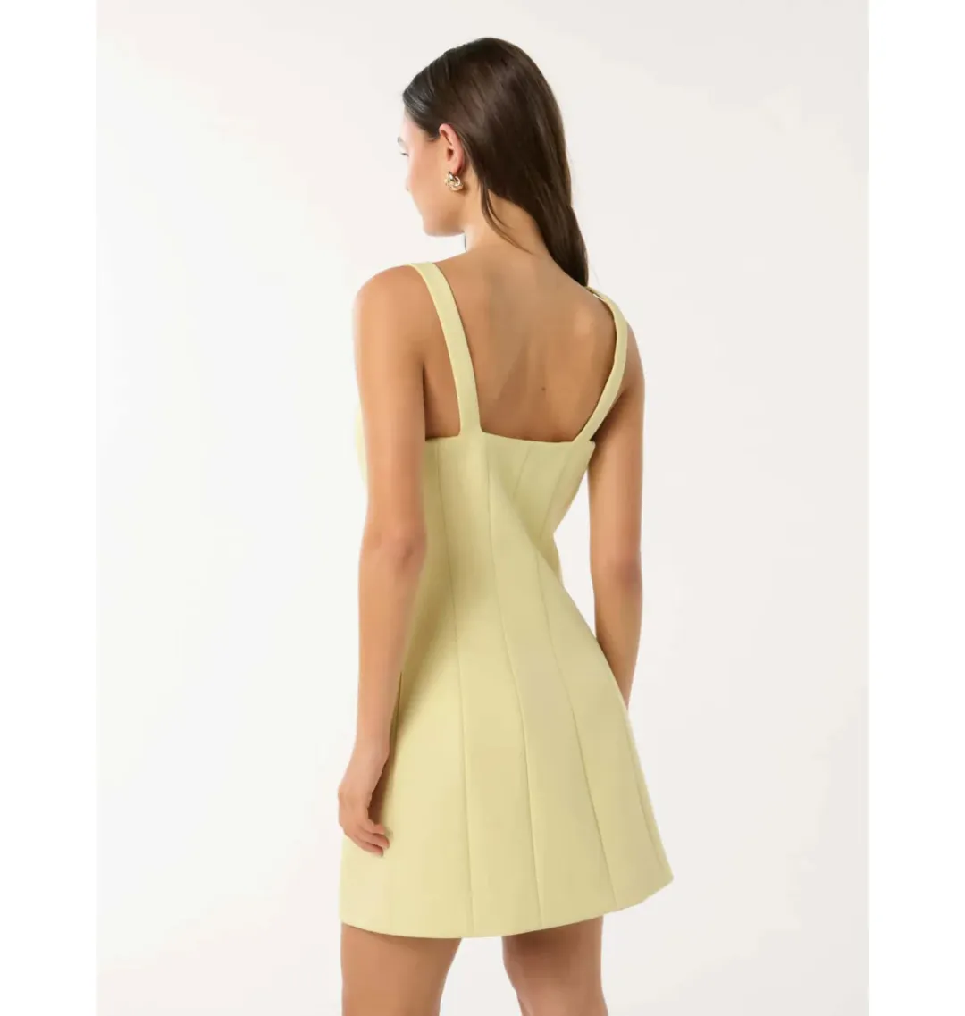 Forever New Penny Button Down Mini Dress Yellow Size 14 for rent on The Volte - main image