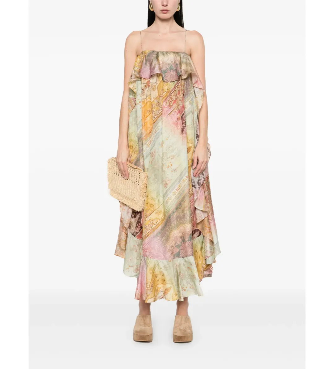 Zimmerman Tallow Ruffle Maxi Dress Multi Size 14 for rent on The Volte - main image